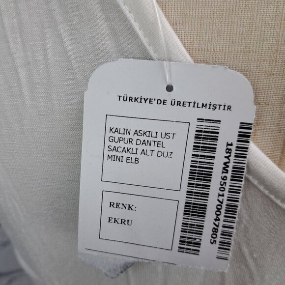 NWT Ambar Women's Summer Dress White Large Guipure Lace Midi Farm Boho Large - Picture 7 of 15